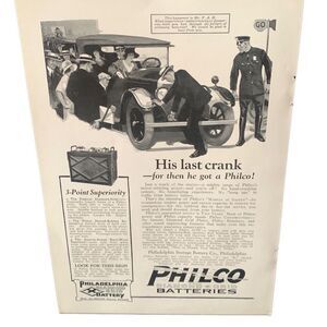 Vintage 1923 Philco Batteries His Last Crank Ad Advertisement